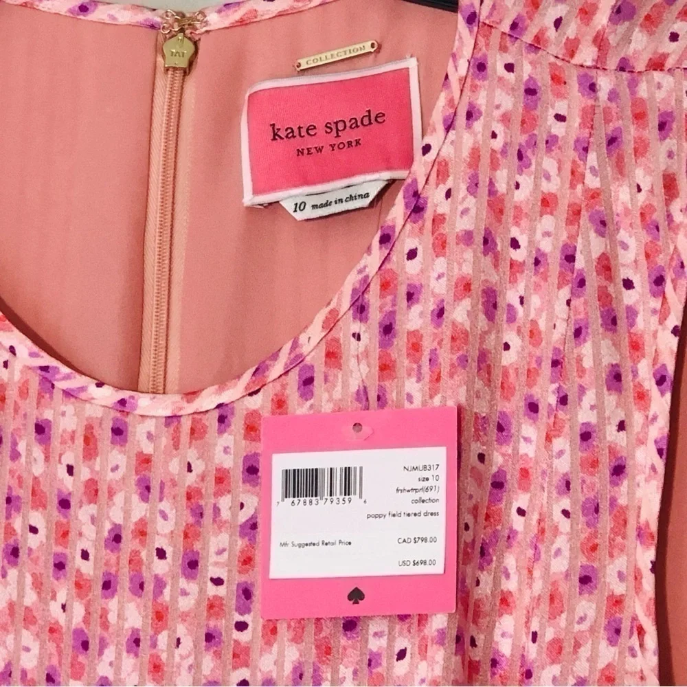 NWT Kate Spade New York Poppy Field Tiered Cottagecore Maxi Long Dress size 10